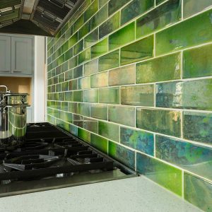 glass tile backsplash in kitchen