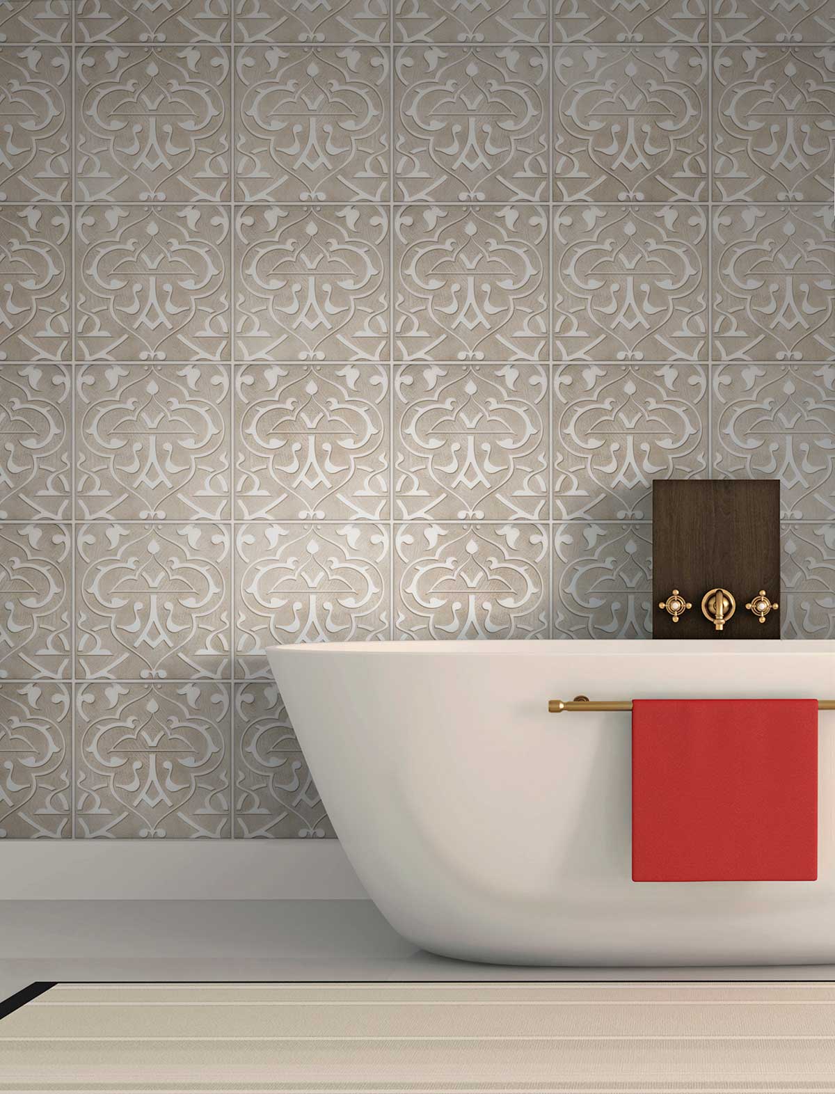 Decorative bathroom tile - Charmed Night Taupe Bathroom