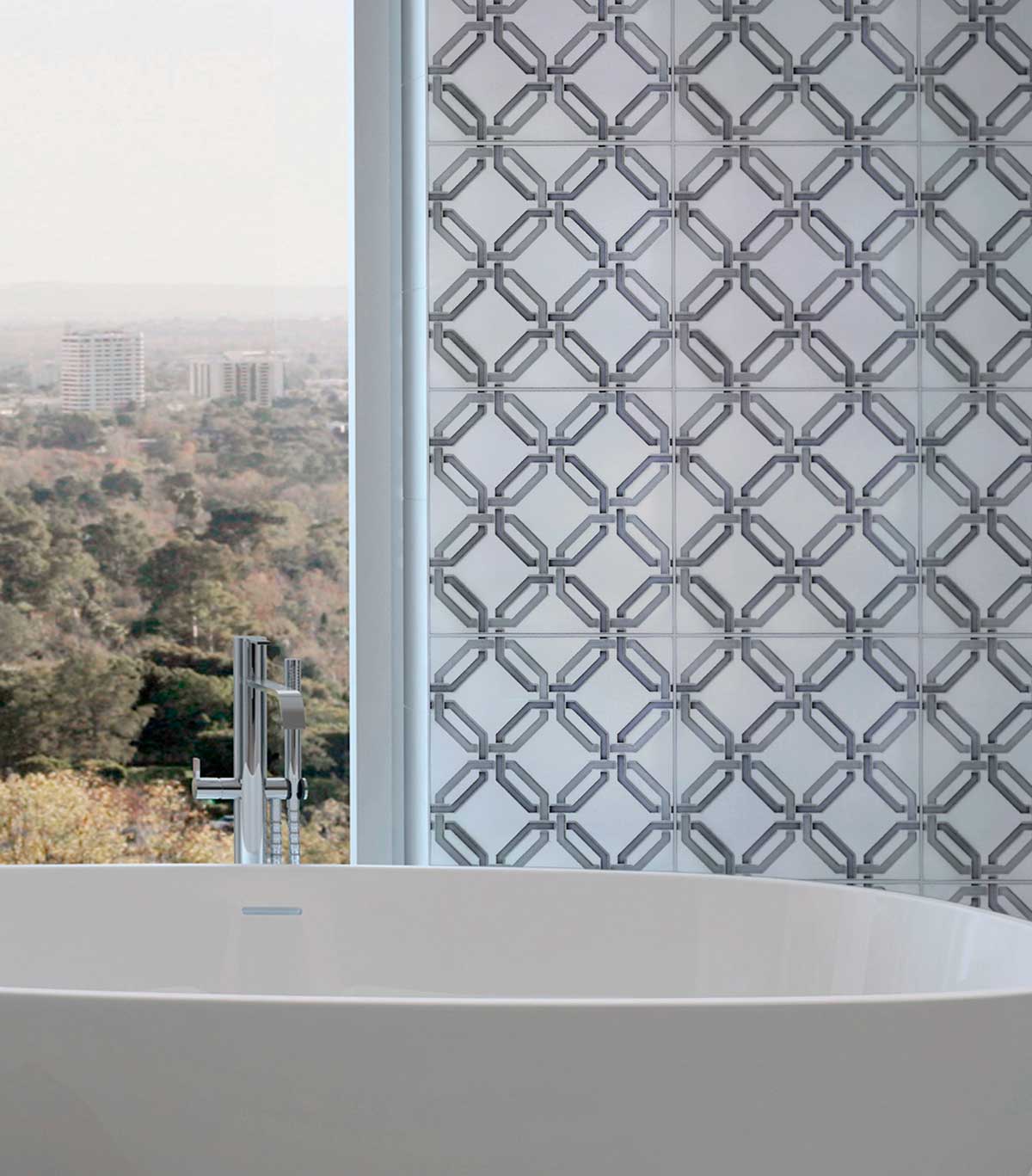 Decorative bathroom tile - Lattice Gingham Bathroom