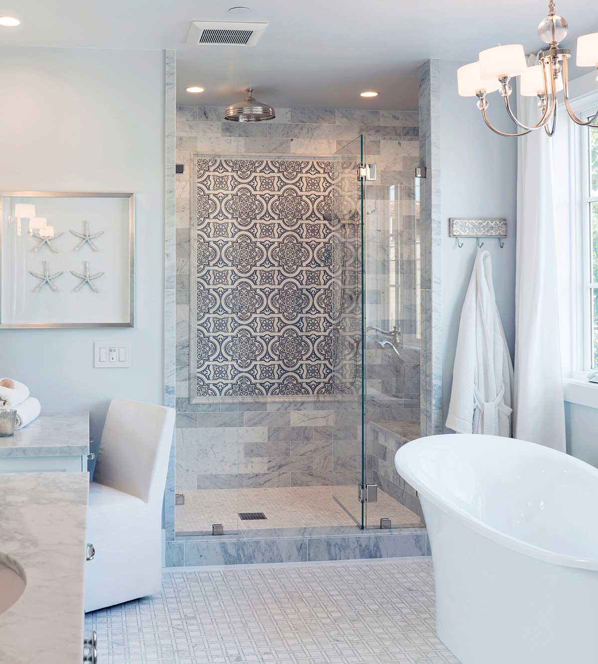 Decorative bathroom tile - Lena Winter Blue AST Shower cropped