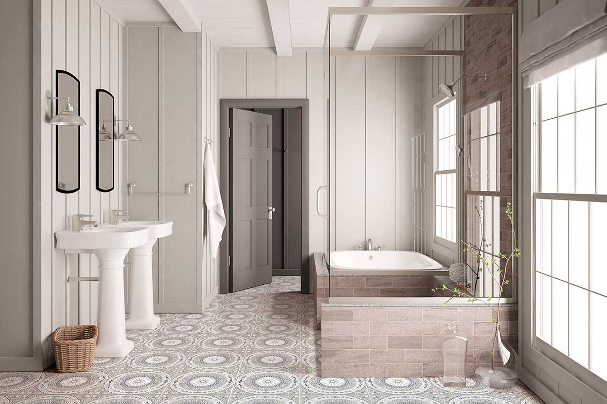 Decorative bathroom tile - Nicolo Lilac Bathroom