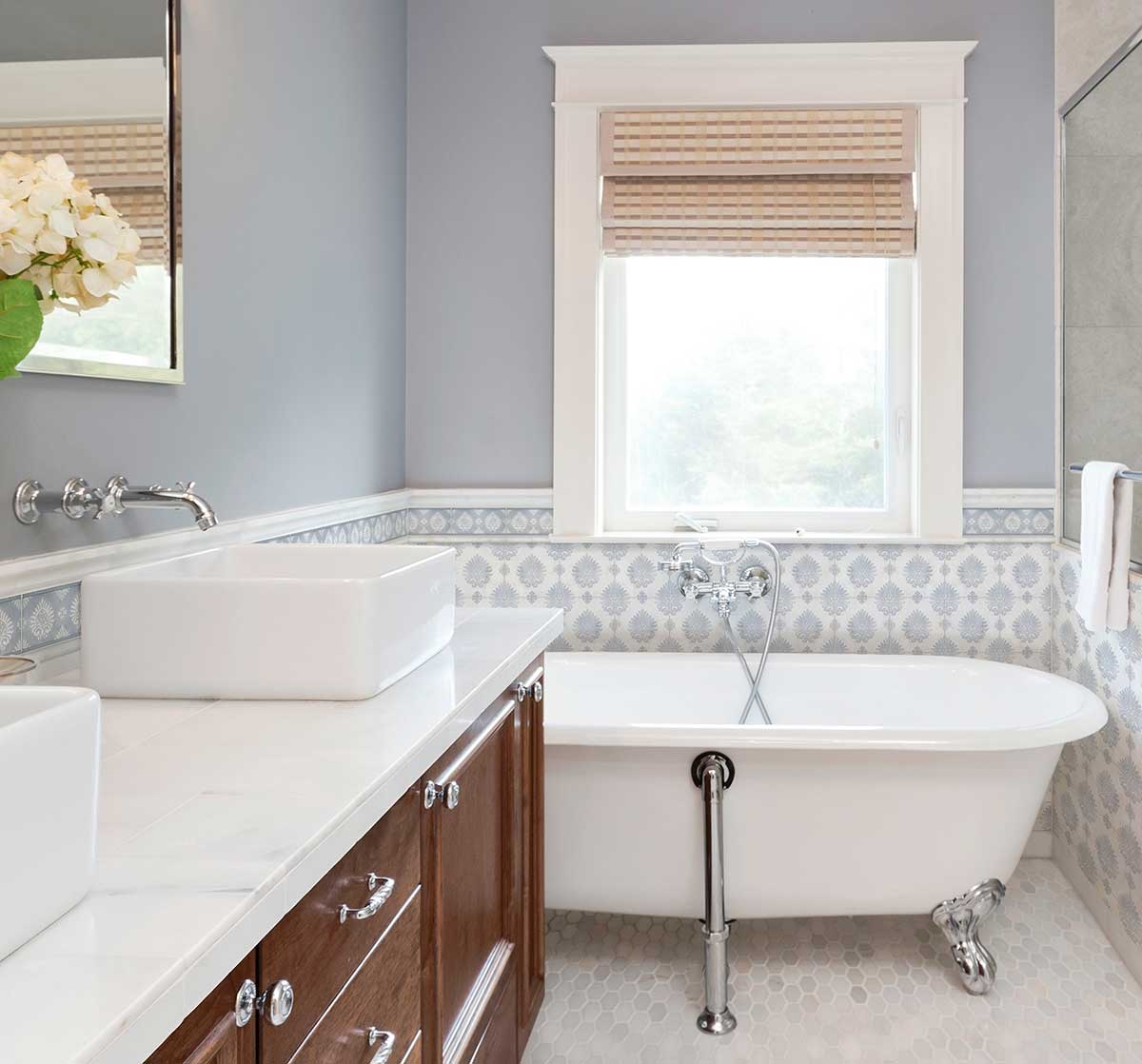 Decorative Tile - Paige Powder Blue Bathroom