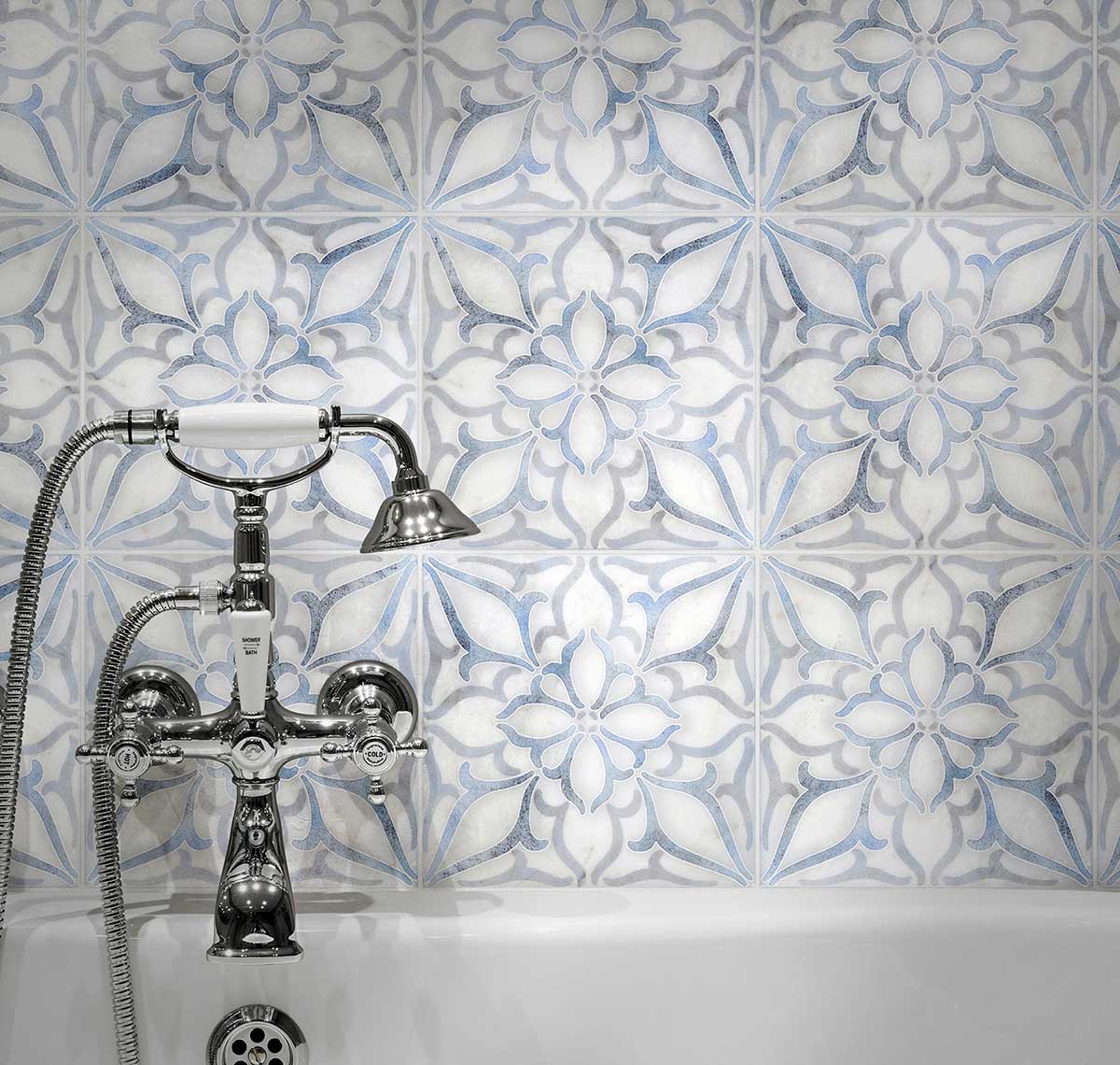 Decorative Tile - Petals Blue AST Bathroom
