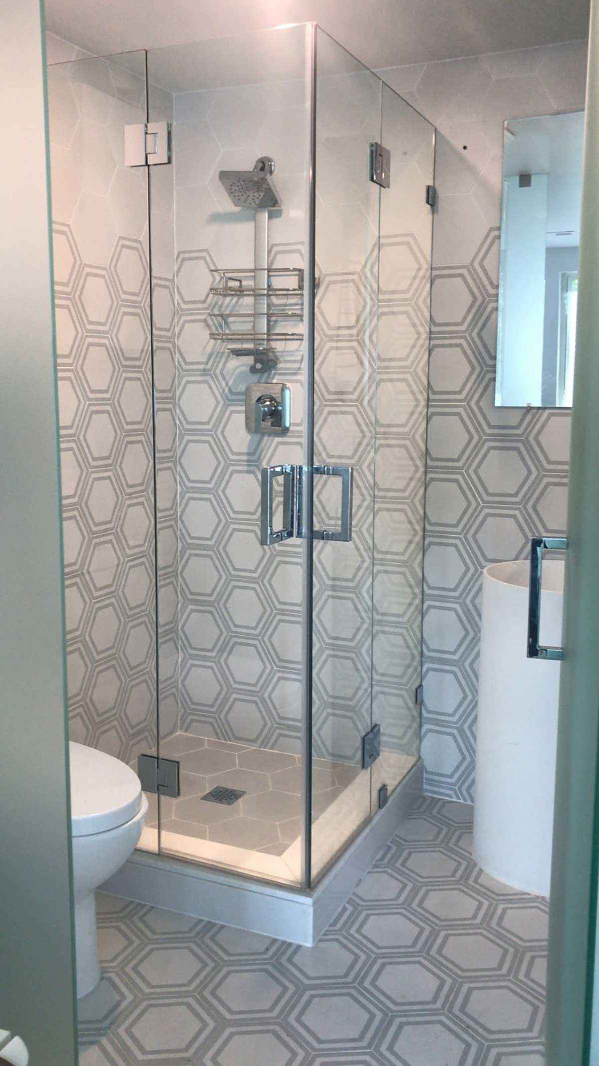 Bathroom Tile - Hex Deco Light Gray