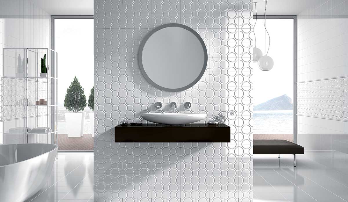 Bathroom Tile - Neri White Geo